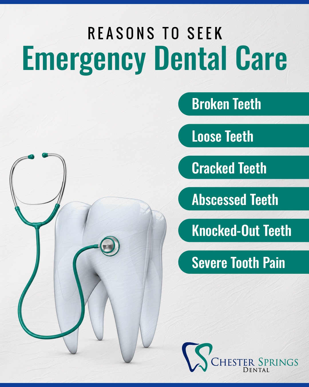 Dental issues don’t always wait—and neither should you.

Pain, swelling, or sudden damage to a tooth can be a sign that something serious needs attention. Acting quickly can make all the difference in saving your tooth and preventing further complications.

If something doesn’t feel right, it’s worth getting it checked sooner rather than later.
📞 (610) 458-5858
 🚨 Same-day care available for urgent needs.

#ChesterSpringsDental #EmergencyDentist #ToothPainRelief #DentalEmergency #ExtonDentist
