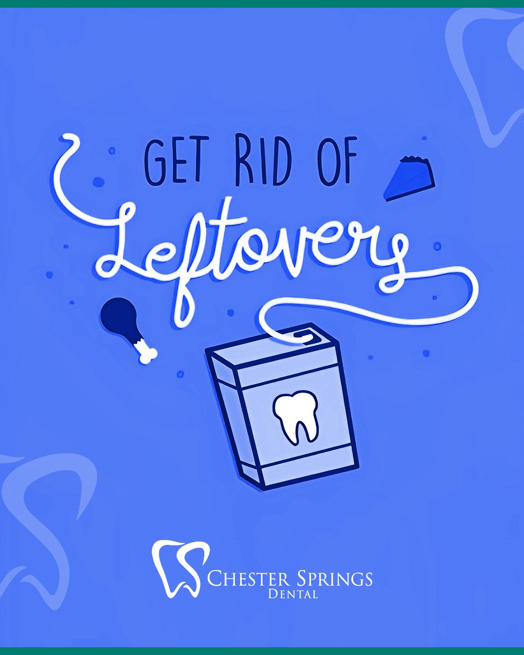 Keep the leftovers in the fridge—not between your teeth! 🦃
This Thanksgiving, enjoy every bite and remember to floss like a pro. 🍗✨
Learn the right way to do it here ⬇️
ChesterSpringsDental.com/proper-flossing-technique

#ChesterSpringsDental #ThanksgivingSmile #HealthyTeeth #DentalTips #FlossLikeABoss #OralHealth #ExtonDentist #SmileCare