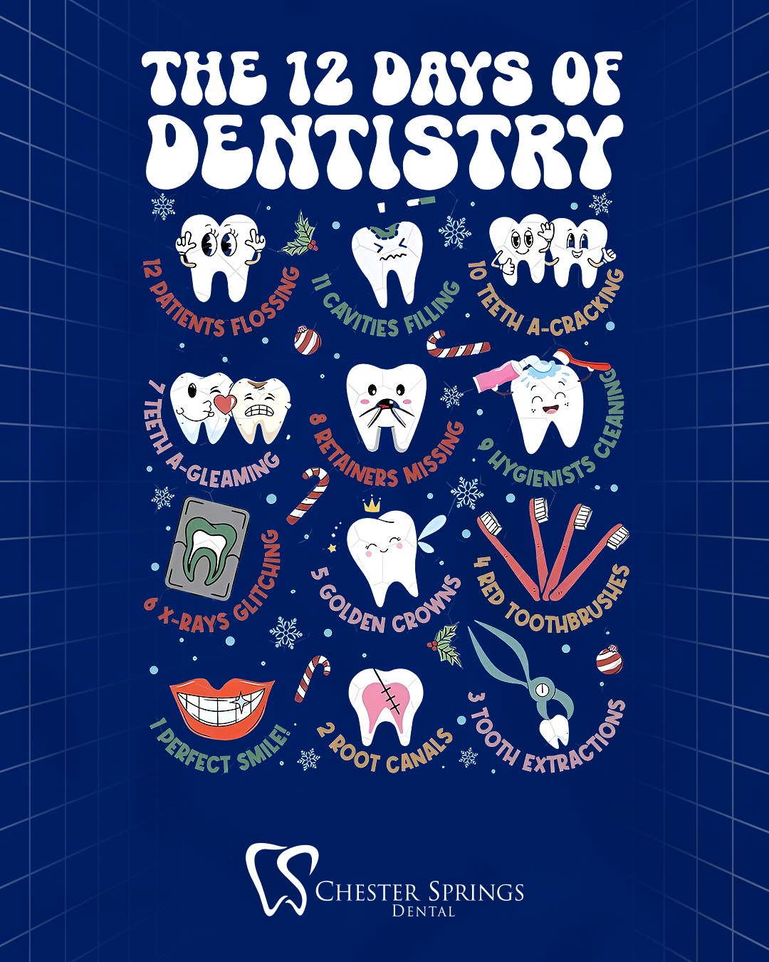 🎄 On the first day of Dentistry, my dentist gave to me… a bright and healthy smile! 😁
Join us as we count down 12 Days of Dentistry this holiday season—filled with tips, fun, and festive smiles!
👉 ChesterSpringsDental.com
#ChesterSpringsDental #12DaysOfDentistry #HolidaySmiles #ExtonDentist #MerryAndBright #HealthyTeeth #SmileJoy
