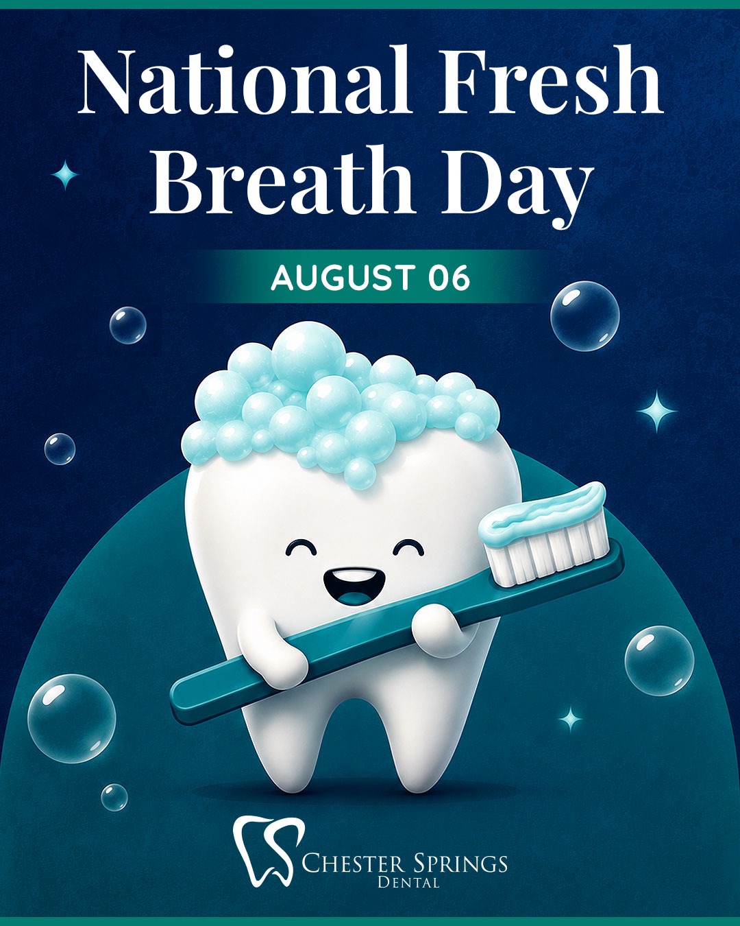 Fresh breath starts with the basics — brushing twice a day, every day! 🦷✨
Happy National Fresh Breath Day from all of us at Chester Springs Dental.
Ready for a smile that feels as good as it looks? Book your next cleaning with us today!
(610) 458-5858
ChesterSpringsDental.com
#NationalFreshBreathDay #FreshBreath #ChesterSpringsDental #DentalCare #HealthySmile