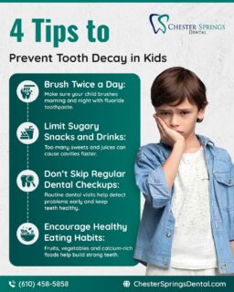 Helping kids build a strong oral care routine early can set the foundation for a lifetime of healthier smiles. 

Brushing twice a day, limiting sugary snacks and drinks, choosing nutritious foods, and keeping up with regular dental visits can make a difference.

Make caring for their smile part of the routine. Schedule your child’s next dental checkup with our team today!

📞 (610) 458-5858
🌐 ChesterSpringsDental.com

#ChesterSpringsDental #KidsDentalHealth #HealthySmiles #PreventiveDentistry #OralHealth #FamilyDentistry