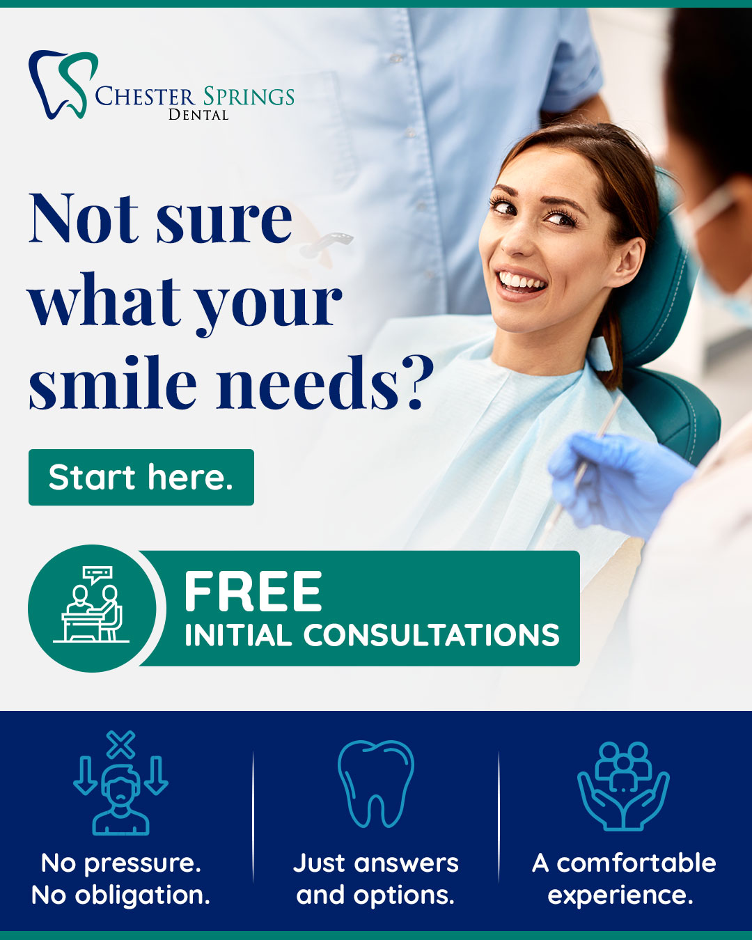 Looking for a dentist you can trust in the Exton area?

Start with a FREE initial consultation at Chester Springs Dental.

No pressure—just personalized care, honest guidance, and a team that truly listens.

✨ Comfortable, patient-first experience
✨ Perfect for new patients

Call us today: (610) 458-5858
Book your visit now
ChesterSpringsDental.com/contact-us

#ChesterSpringsDental #ExtonDentist #ChesterCountyPA #NewPatientSpecial #HealthySmiles