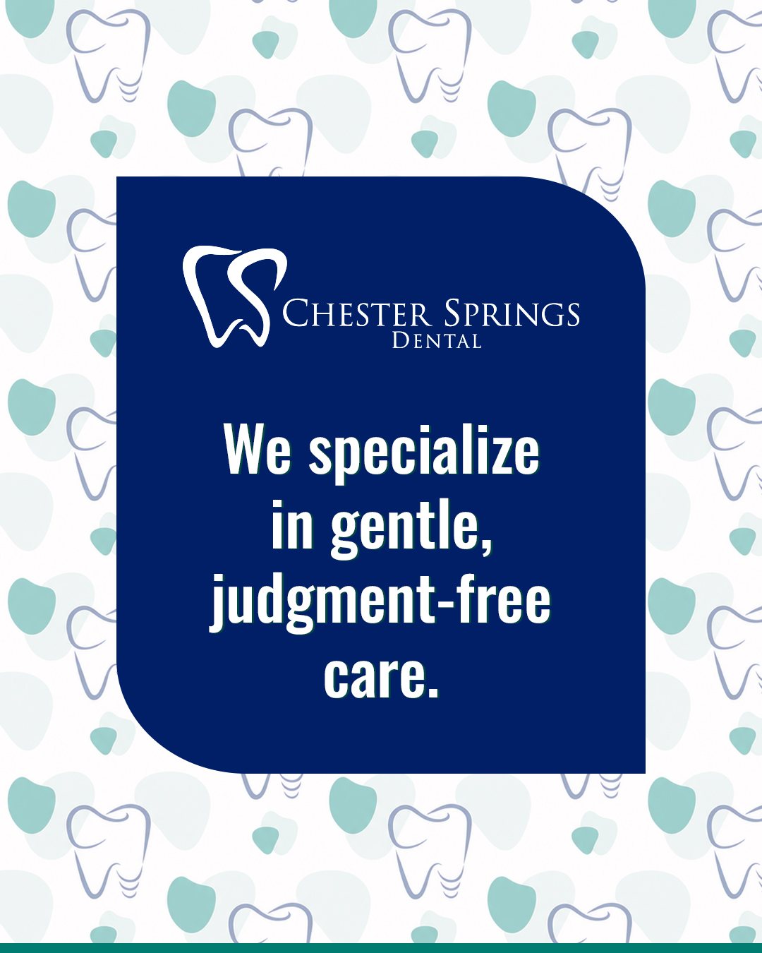 Dental anxiety is more common than you think—and it’s nothing to feel embarrassed about.

At Chester Springs Dental, we take the time to listen, go at your pace, and make sure you feel completely comfortable every step of the way. No pressure. No judgment. Just care you can trust.

If you’ve been putting off your visit, this is your sign to take the first step—we’ll be right there with you. 🤍
📞(610) 458-5858
ChesterSpringsDental.com

#ChesterSpringsDental #ExtonDentist #DentalAnxiety #GentleDentistry #ComfortableCare