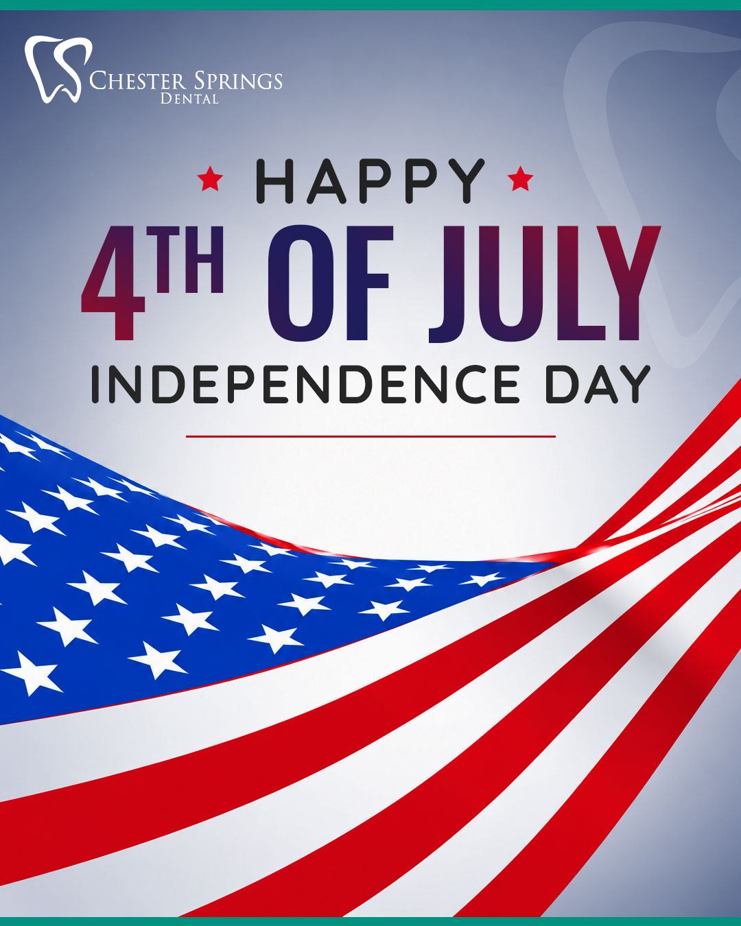 Sending warm Fourth of July wishes from the whole team at Chester Springs Dental! 

What a milestone year to smile about as America celebrates its 250th birthday! 😊🇺🇸🎇 

#HappyIndependenceDay #America250 #StarsAndStripes #ChesterSpringsDental